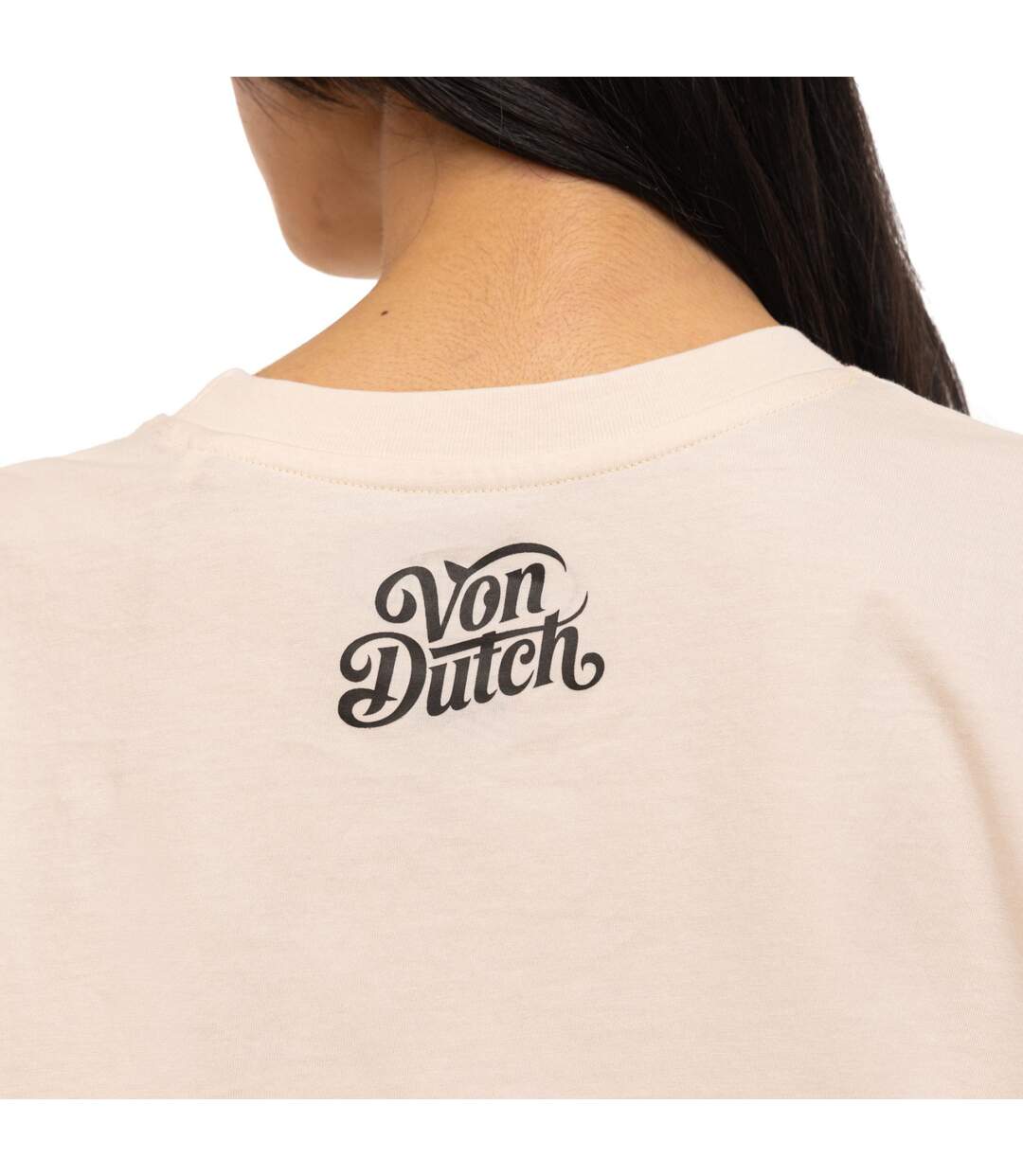T-shirt femme col rond regular avec print devant et dos Devil Vondutch-4