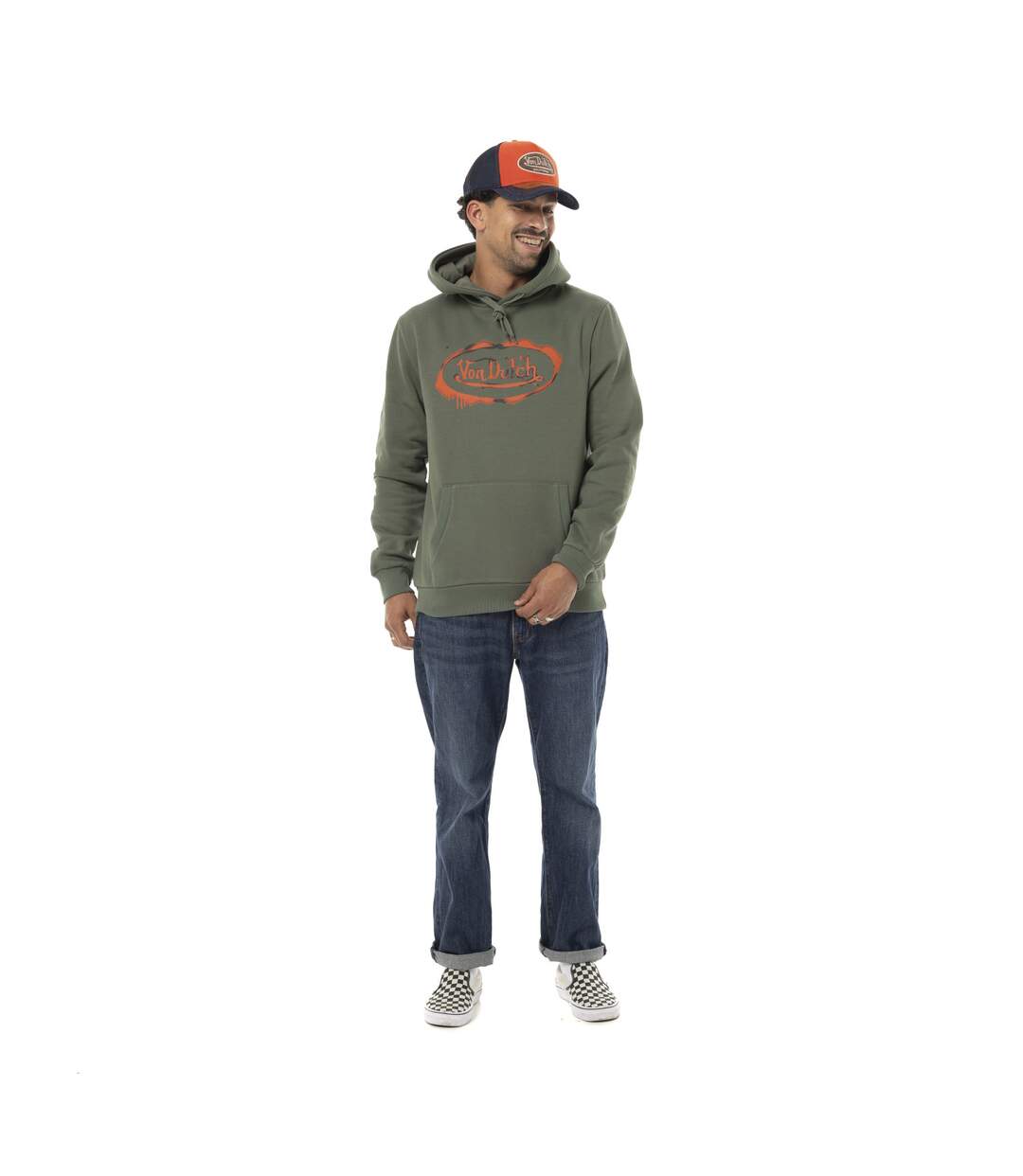 Sweat homme à capuche en molleton avec print devant Vondutch-5