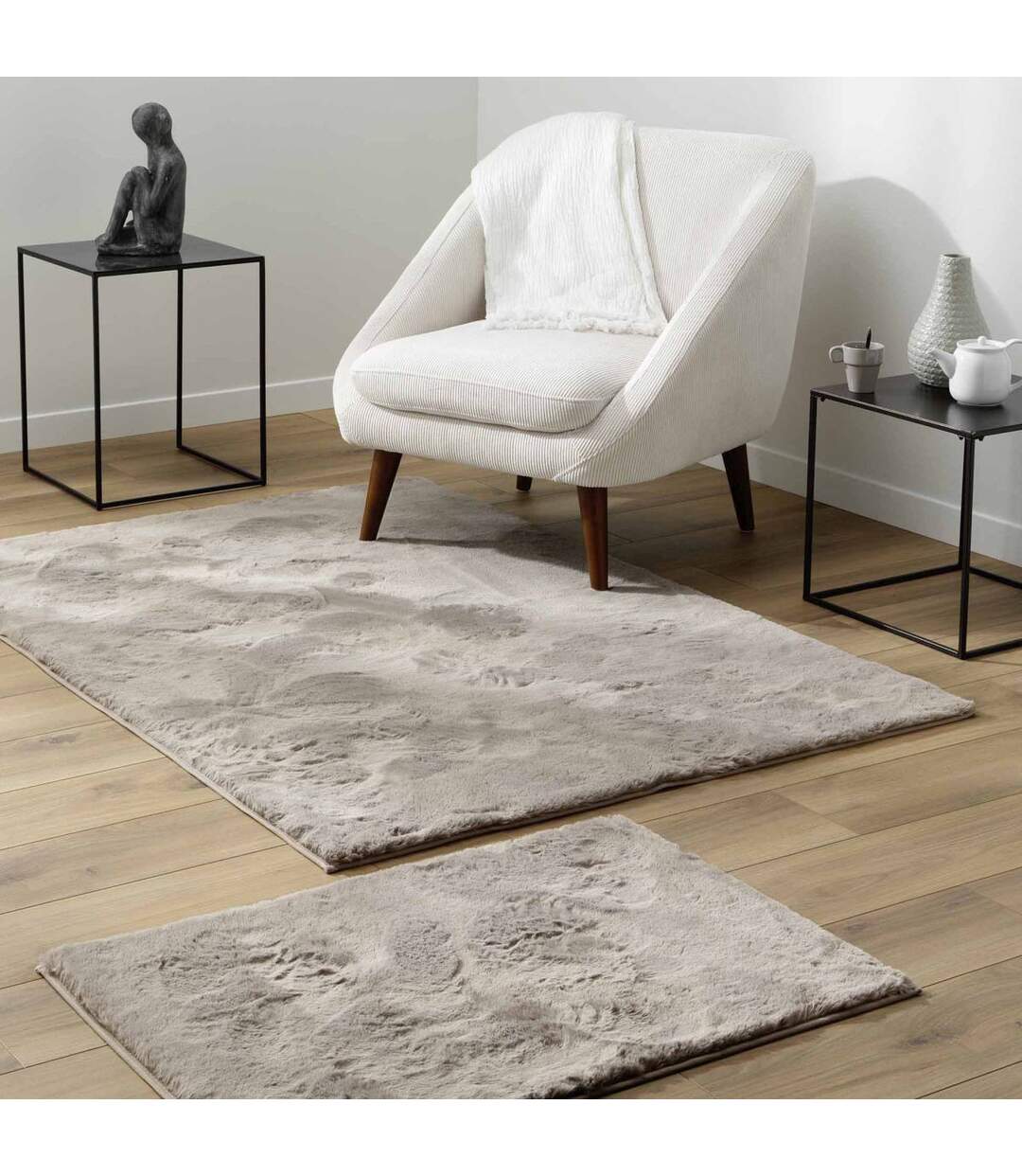 Tapis Imitation Fourrure Feline 120x170cm Taupe-5