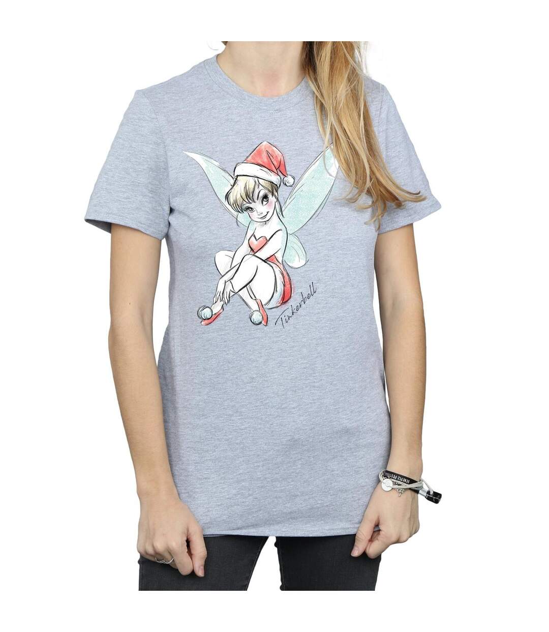 Disney Femme/Les femmes Fée Clochette Christmas Fairy Coton Boyfriend T-Shirt (Gris sportif) - UTBI46450-3