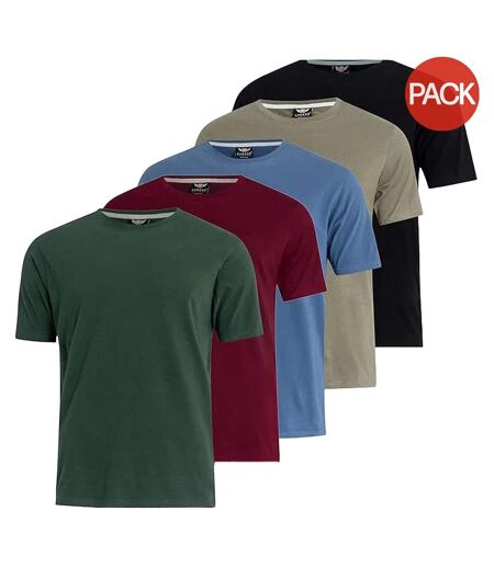 Pack of 5  Mens dovar t-shirt  green/black/multicoloured Kandor