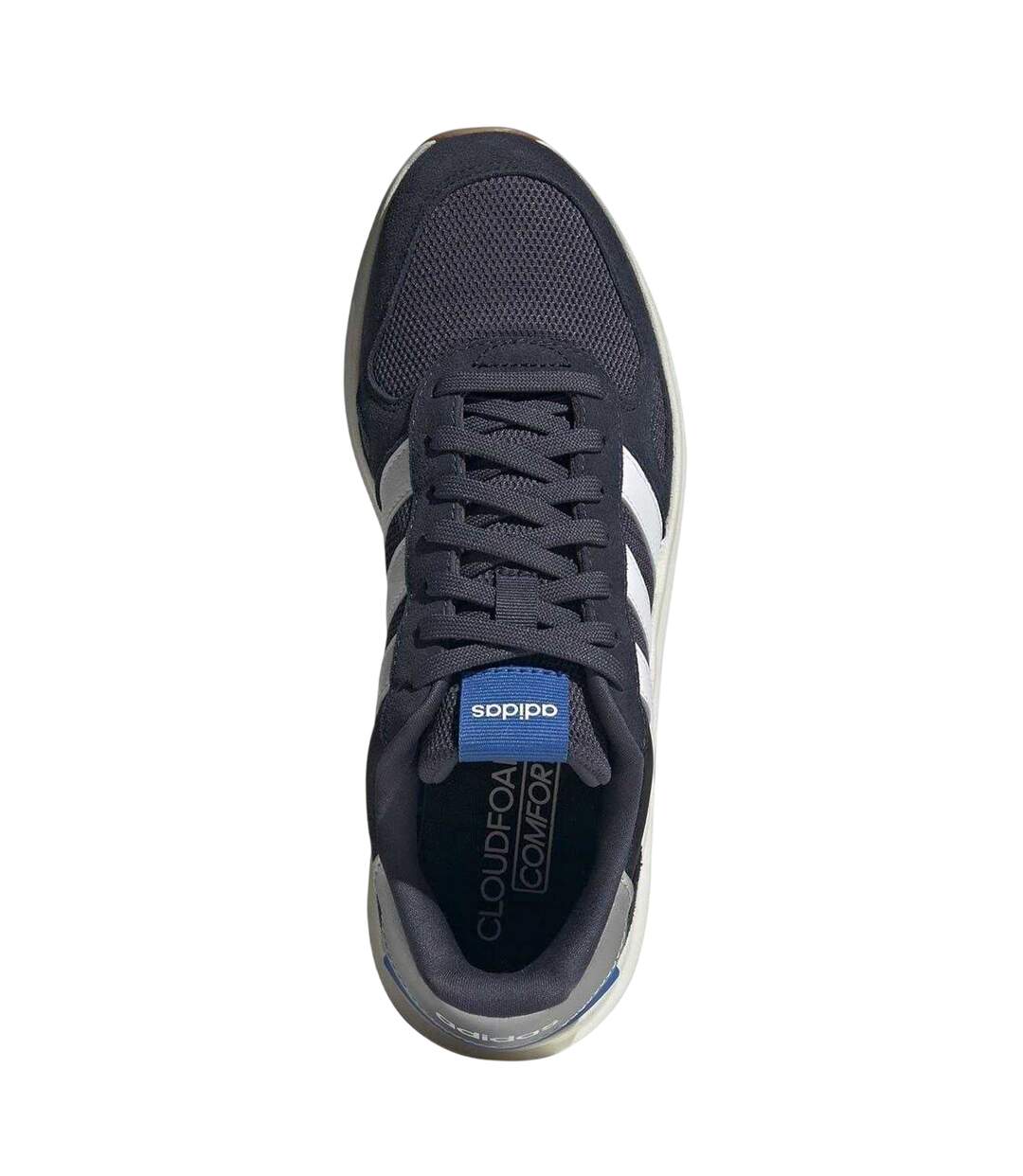 Mens Run 84 Suede Trainers Navy White Silver Adidas-4