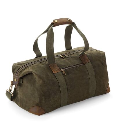 Quadra Heritage Leather Accented Waxed Canvas Holdall (Olive Green) (One Size) - UTRW7081