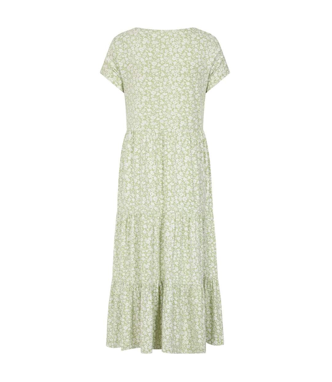 Womens/ladies Floral Maxi Dress Green White Lazy Jacks-2