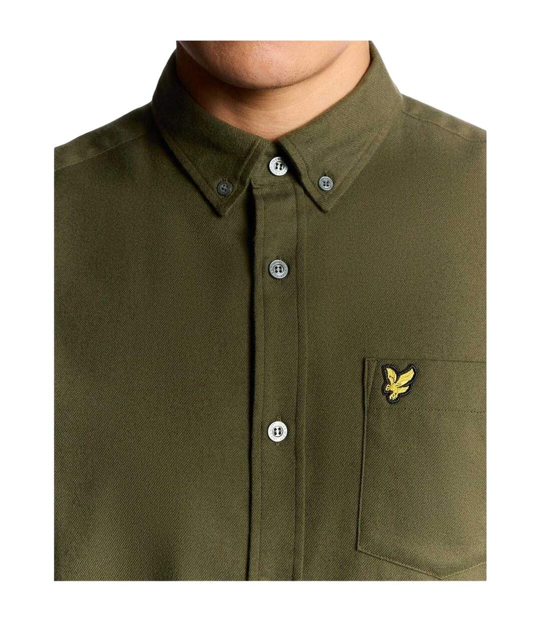 Chemise Unie Manches Longues À Boutons Homme Vert Kaki Lyle & Scott-4