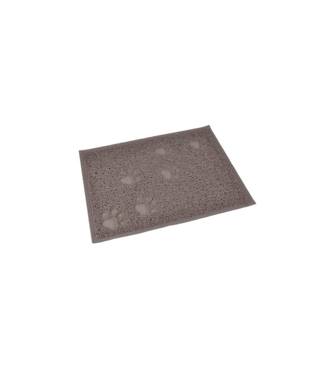 Tapis Repas pour Chien & Chat Déco Pattes 40cm Taupe-1