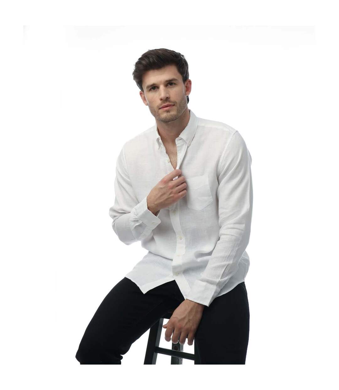 Mens Linen Regular Shirt White Gant-4