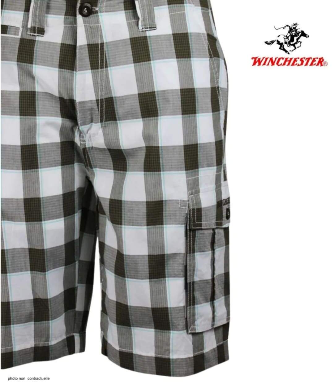 Bermuda homme WINCHESTER IDRA1B blanc à carreaux : le short en coton confortable et stylé-4