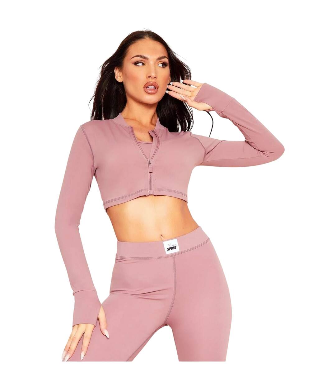 Veste Manches Longues Sport Motif/style Logo Femme Rose Clair Missy Empire-3