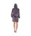 Womens/ladies Stars Fleece Zipped Dressing Gown Charcoal Keanu-3