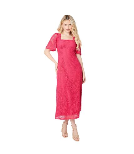 Dorothy Perkins Womens/Ladies Lace Detail Square Neck Midi Dress (Hot Pink) - UTDP4856