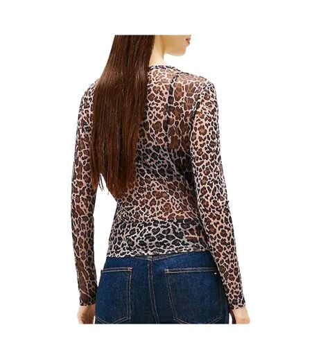 T-shirt marron léopard femme tommy hilfiger tjw slim aop
