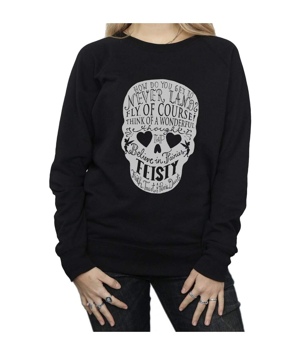 Disney Sweatshirt femme/femme avec tête de mort Clochette (Noir) - UTBI40863-3
