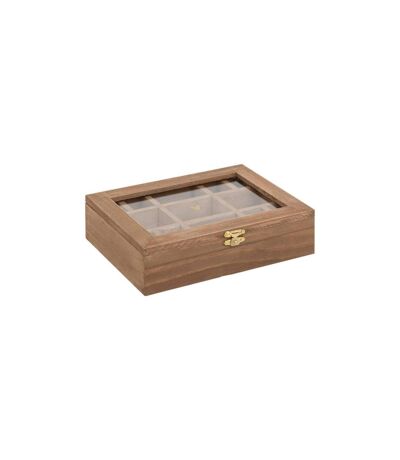Boîte à Bijoux en Bois Floral 20cm Marron