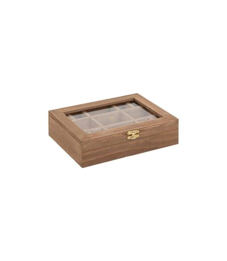 Boîte à Bijoux en Bois Floral 20cm Marron