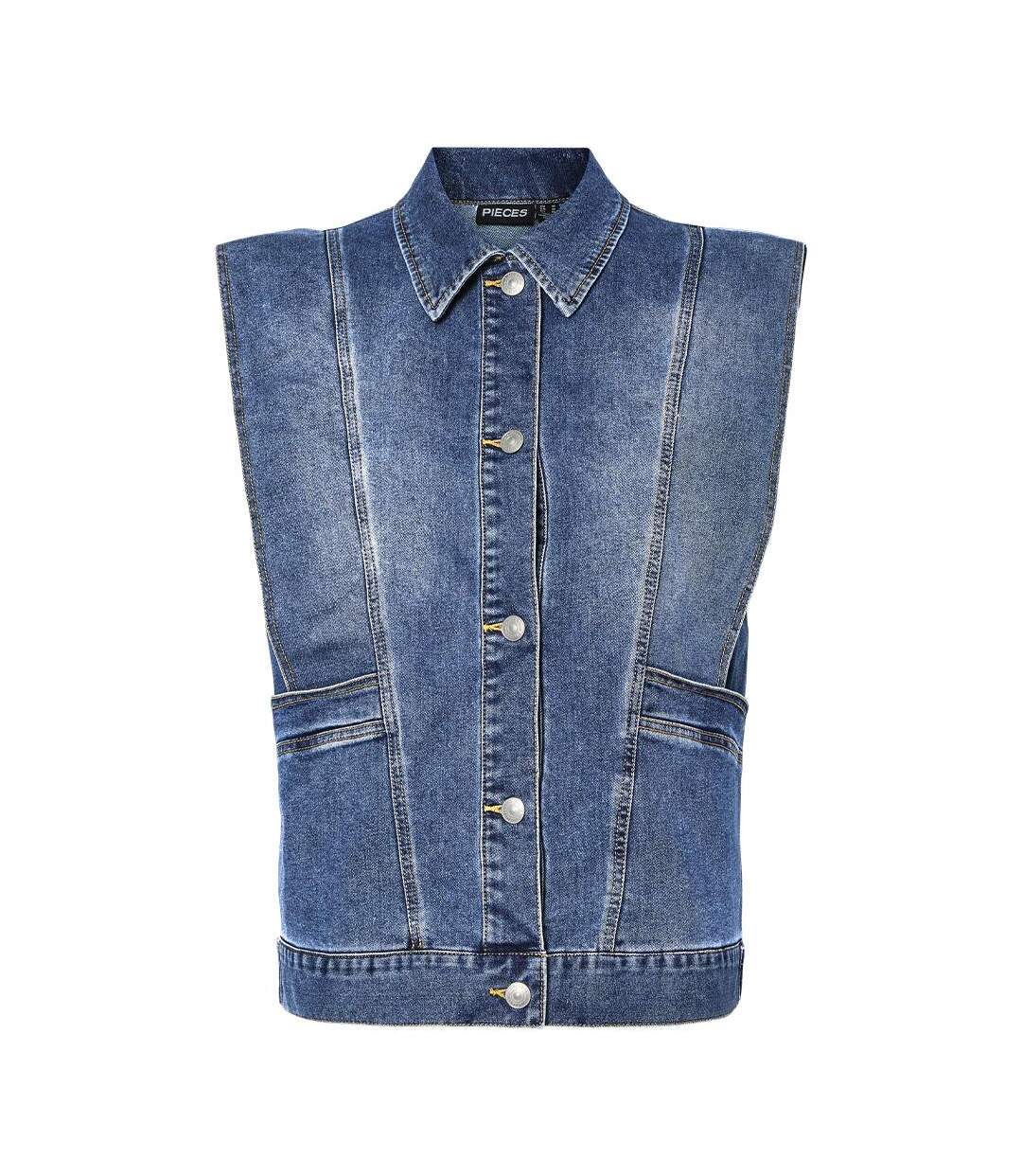 Veste en jean bleu femme pieces femma-3