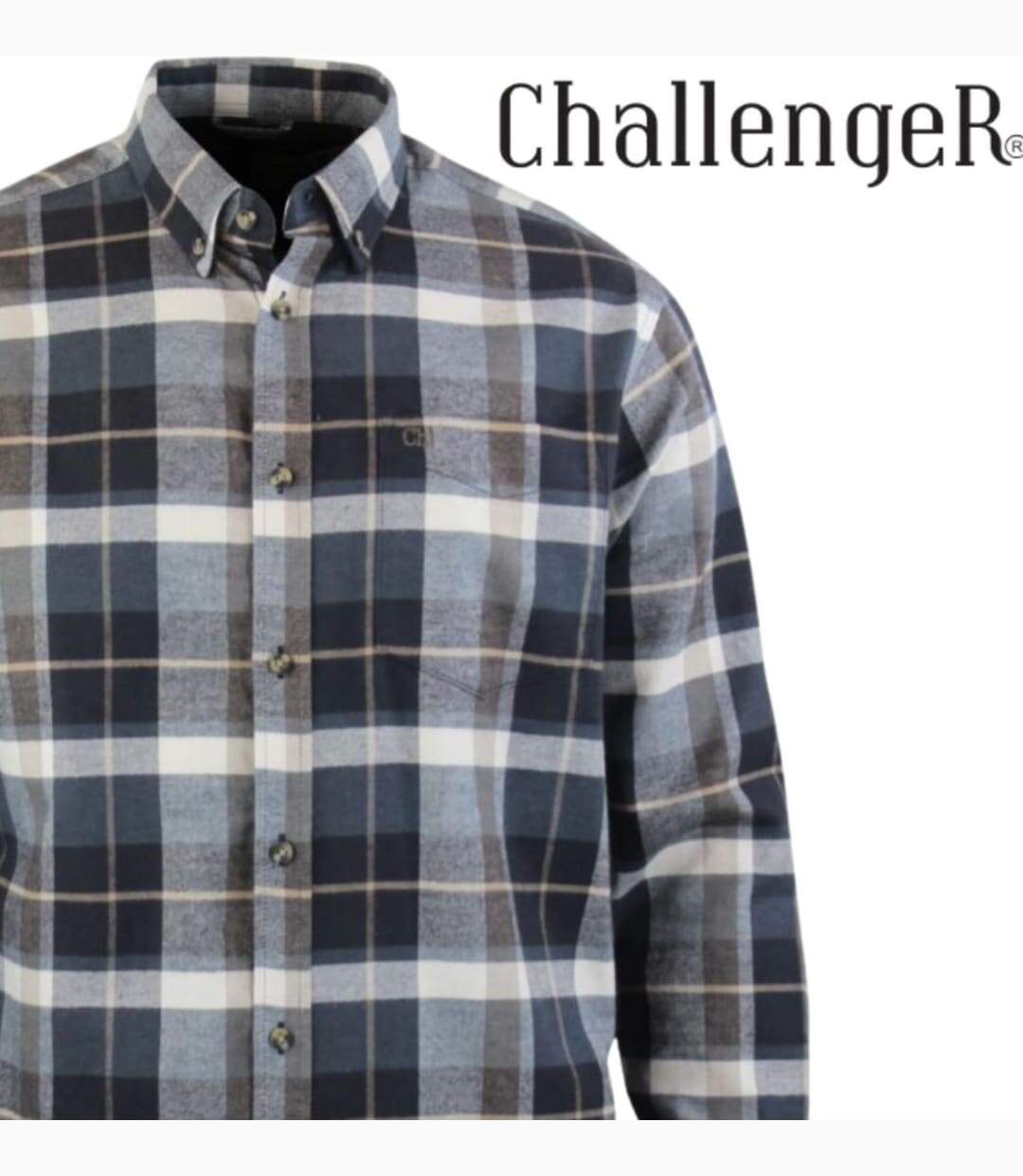 CHALLENGER BAKOU — Chemise à carreaux manches longues flanelle noir & beige : le confort doux et intemporel-3