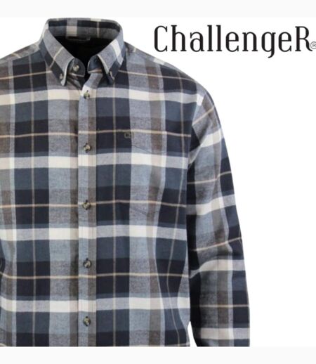 CHALLENGER BAKOU — Chemise à carreaux manches longues flanelle noir & beige : le confort doux et intemporel