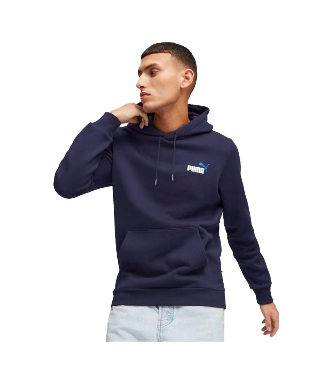 Sweat À Capuche Style Petit Logo Ess+ Col Homme Bleu Marine Puma-1