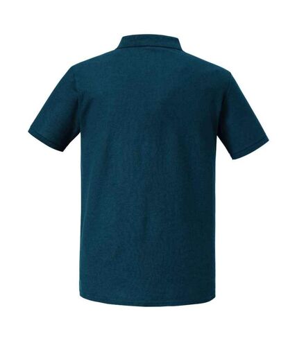 Mens authentic pique polo shirt petrol blue Russell