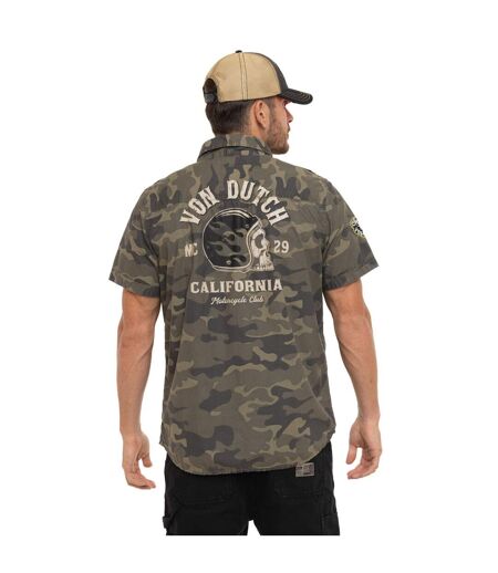 Chemise homme manches courtes en popeline patch et print dos Derek Vondutch