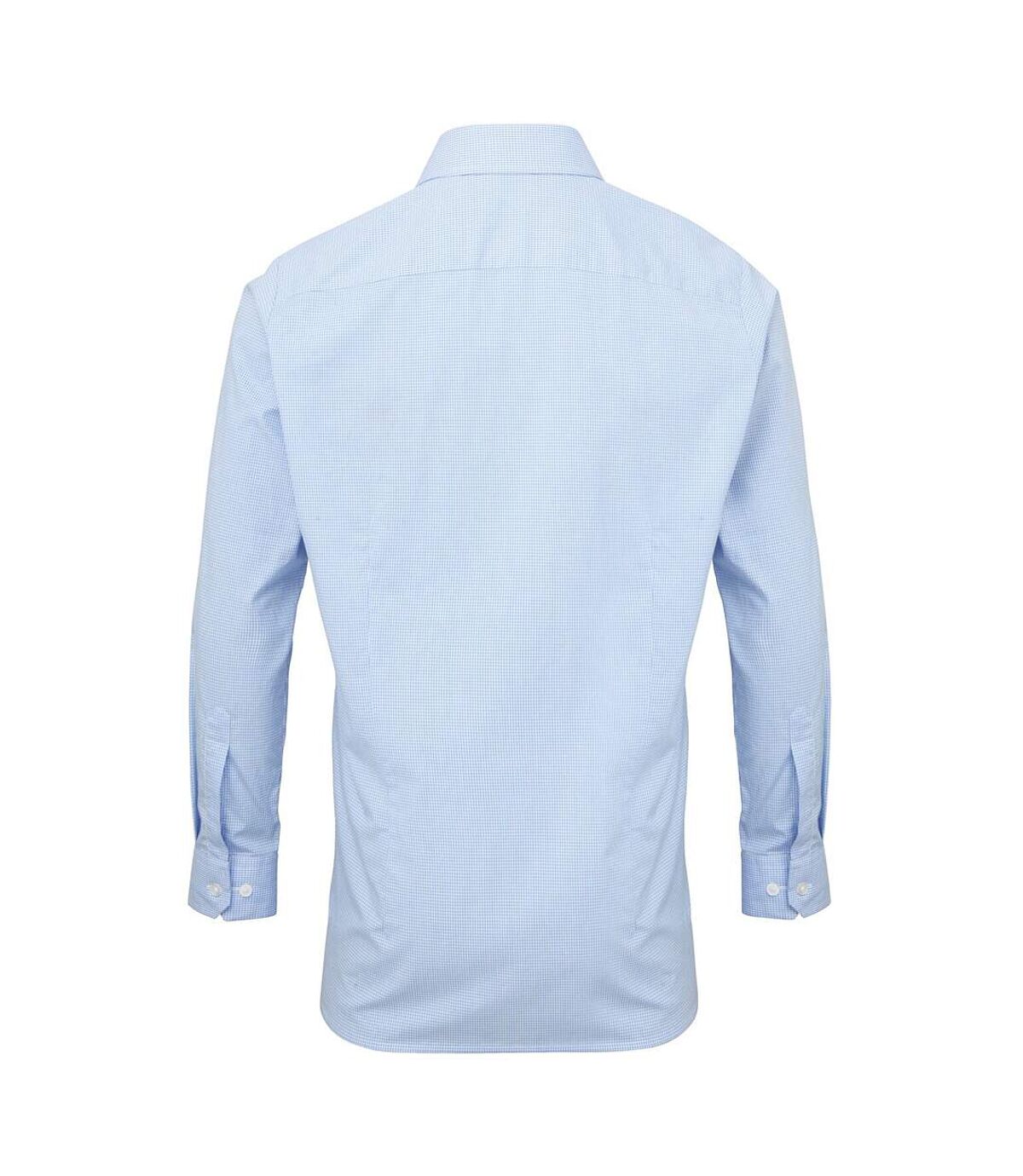 Premier Mens Microcheck Long Sleeve Shirt (Light Blue/White) - UTRW5526
