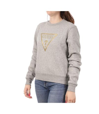 Sweat Gris Femme Guess Gold Triangle