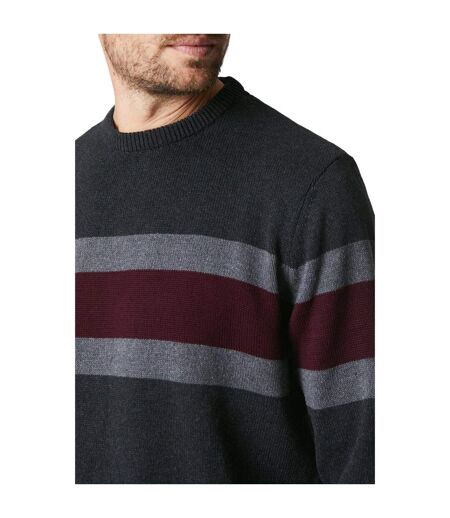 Mens premium chest stripe sweater dark grey Maine