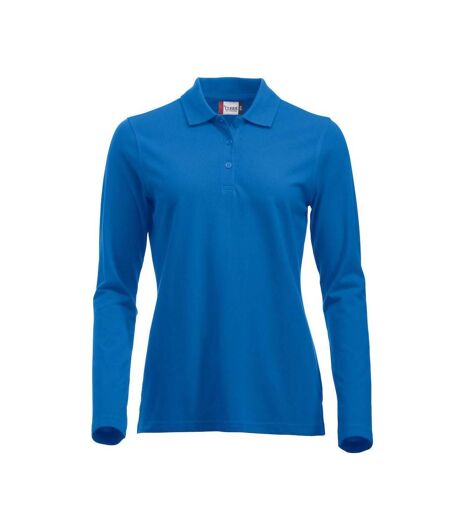 Womens/ladies Classic Marion Long-sleeved Polo Shirt Royal Blue Clique
