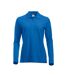 Womens/ladies Classic Marion Long-sleeved Polo Shirt Royal Blue Clique-1