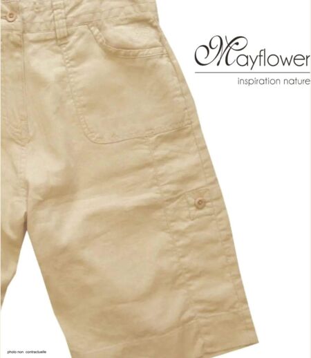 MAYFLOWER BELLAB - Bermuda en lin et coton Beige : la touche de chic naturel