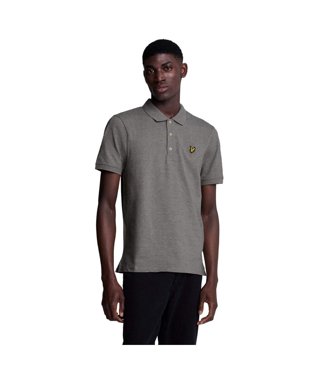 Polo uni pour hommes gris moyen marl Lyle & Scott-3