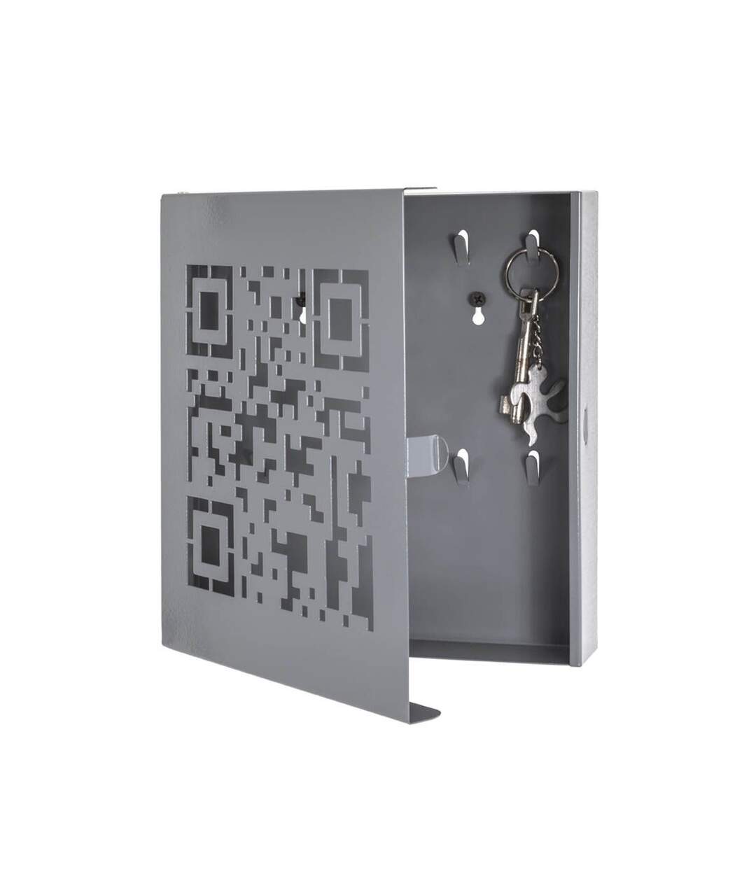Boîte à Clés Métal QR Code 24cm Gris-2
