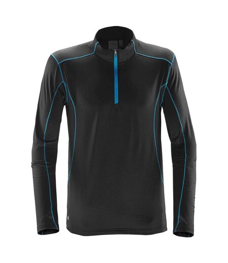 Mens Pulse Zip Neck Fleece Top Black Electric Blue Stormtech