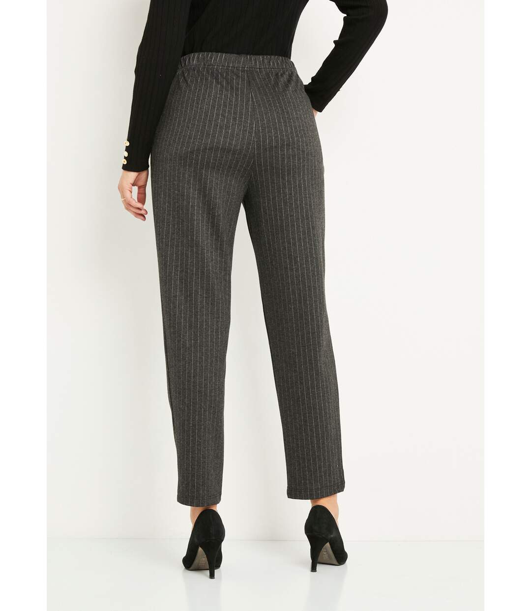 Pantalon droit taille élastiquée maille stretch-2