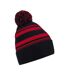 Bonnet Motif/style Rayé Fan Adulte Noir Rouge Classique Beechfield-1