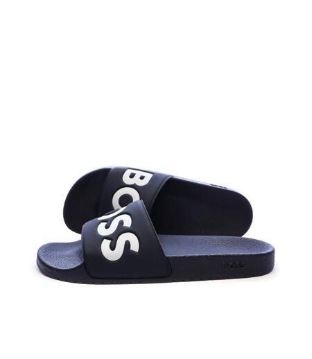 Claquettes bleu marine homme boss aryeh