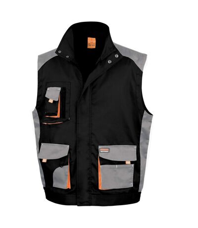 Result Mens Work-Guard Lite Workwear Gilet / Bodywarmer (Breathable And Windproof) (Black / Grey / Orange) (UTRW3712)