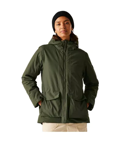 Womens/ladies Melane Insulated Waterproof Jacket Dark Khaki Black Regatta