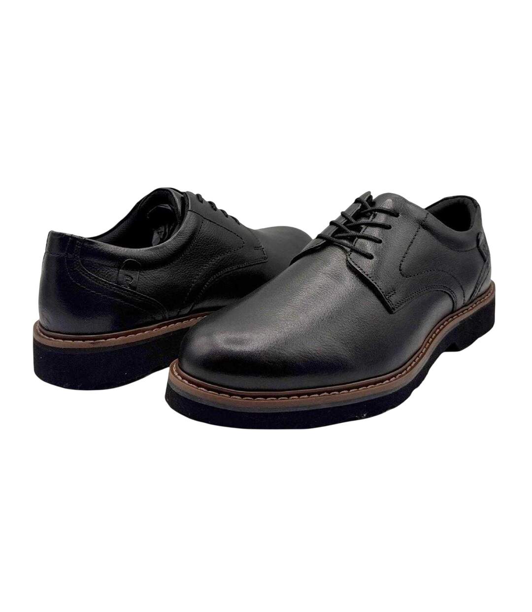 Mens Charlee Leather Derby Shoes Black Rockport-4