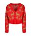 Cardigan Manches Longues Noël Femme Rouge Doré Urban Classics-1