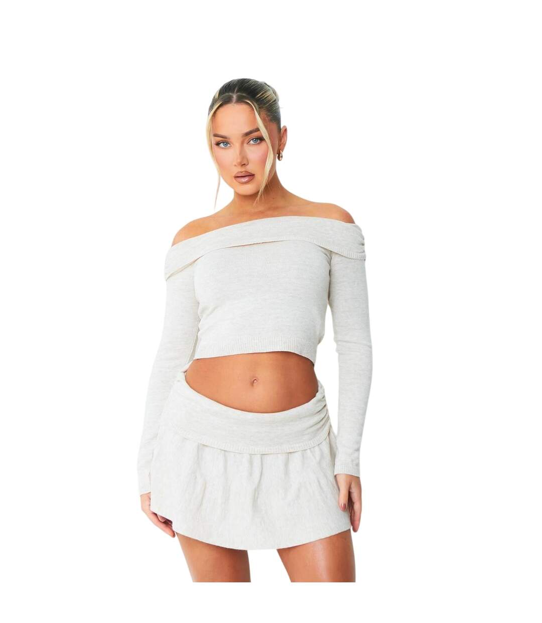 Womens/ladies Ruched Top Beige Missy Empire-2