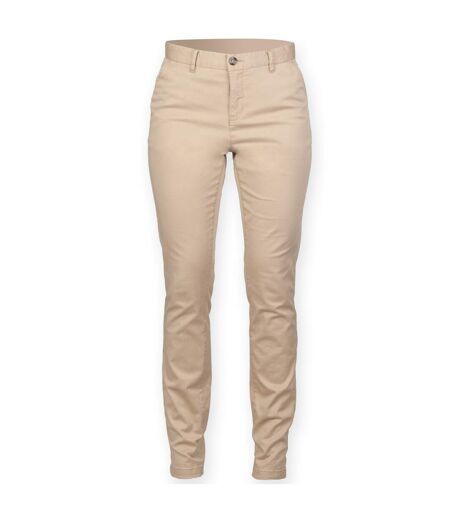 Front Row Womens/Ladies Cotton Rich Stretch Chino Trousers/Pants (Stone)