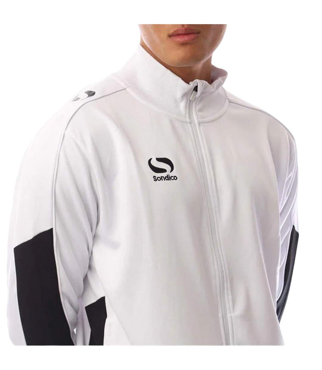 Mens Colour Block Track Jacket White Black Sondico-4
