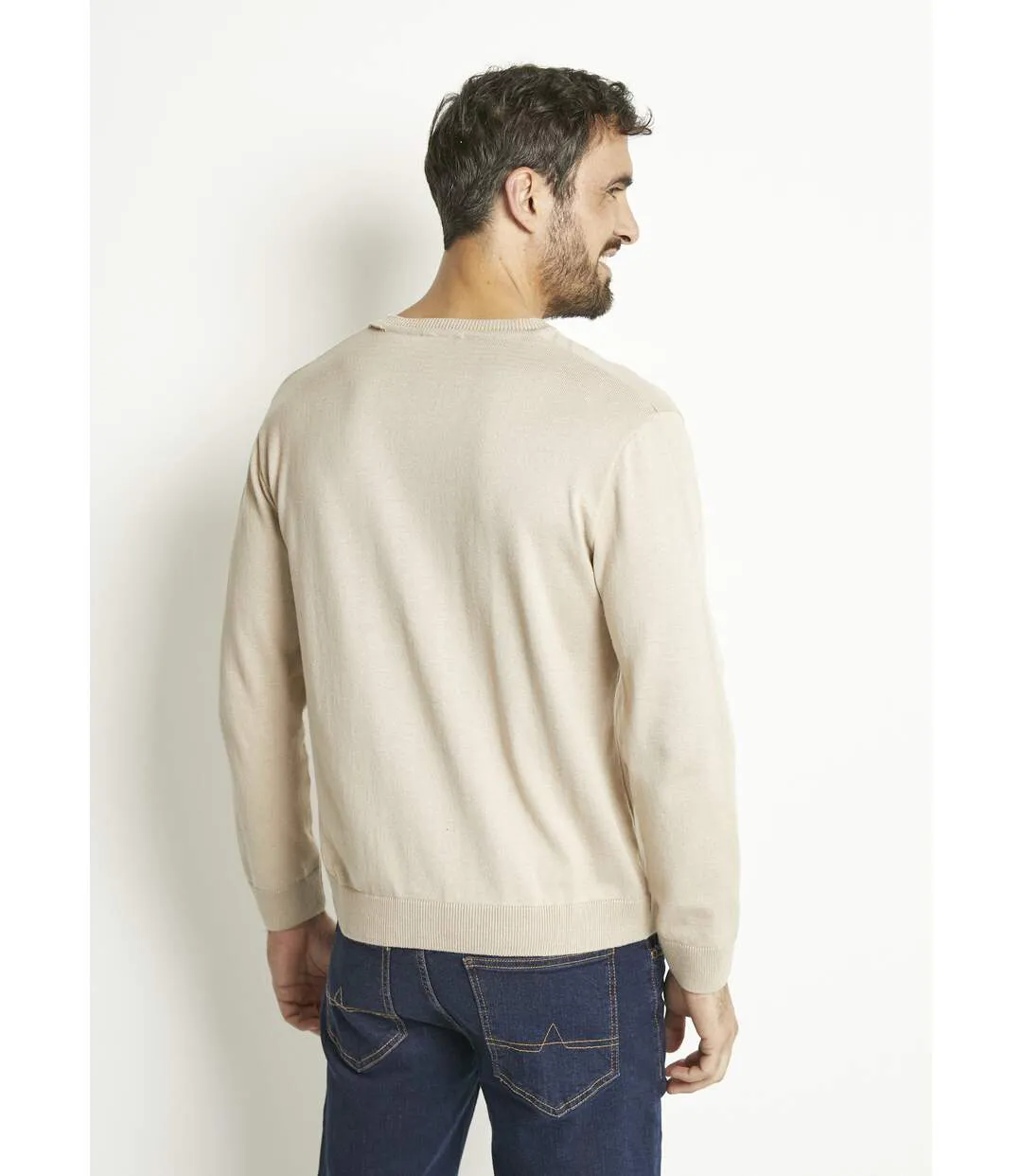 Pull col V manches longues coton-2