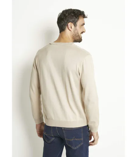 Pull col V manches longues coton
