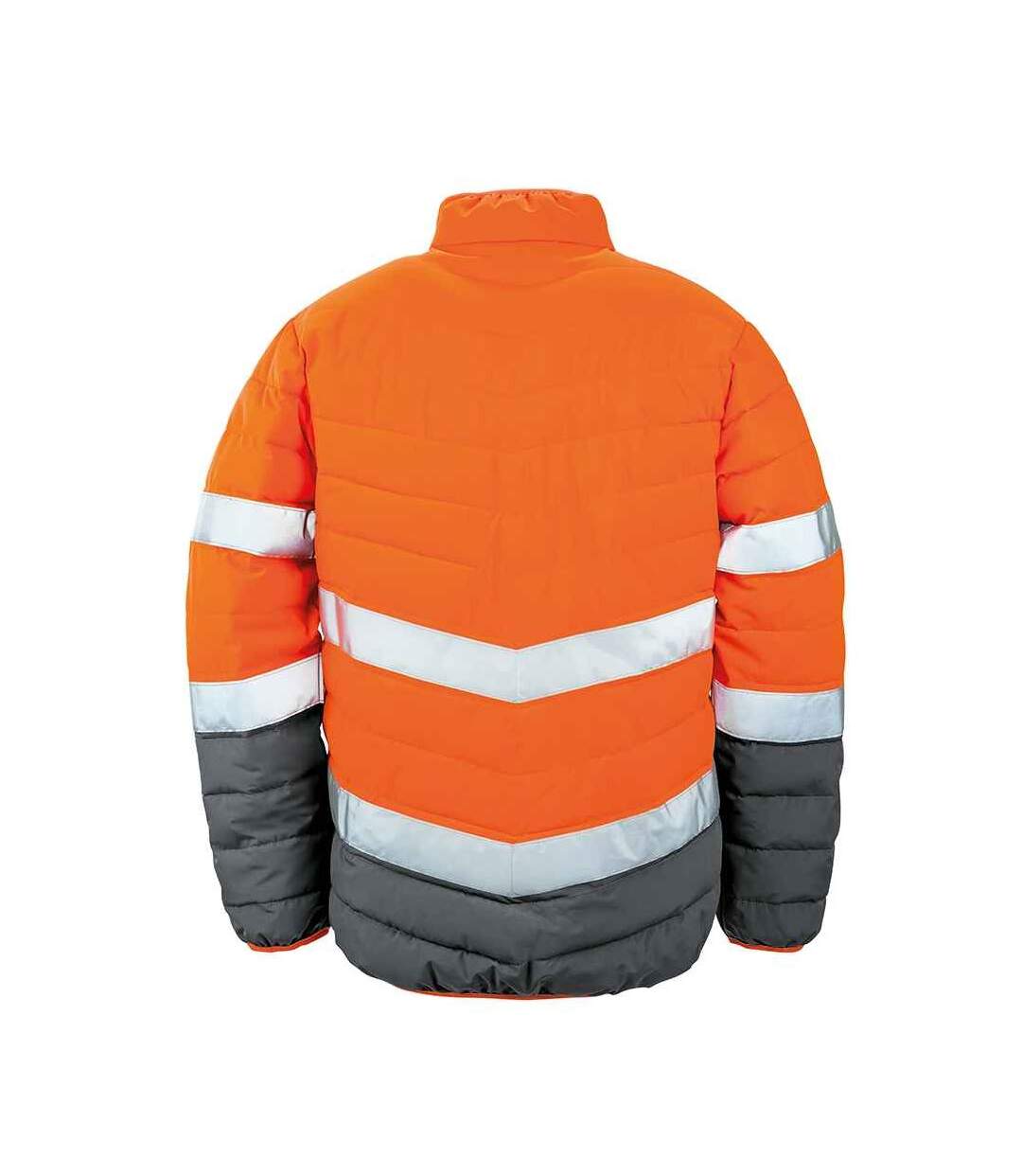 Mens hi-vis safety padded jacket fluorescent orange SAFE-GUARD by Result