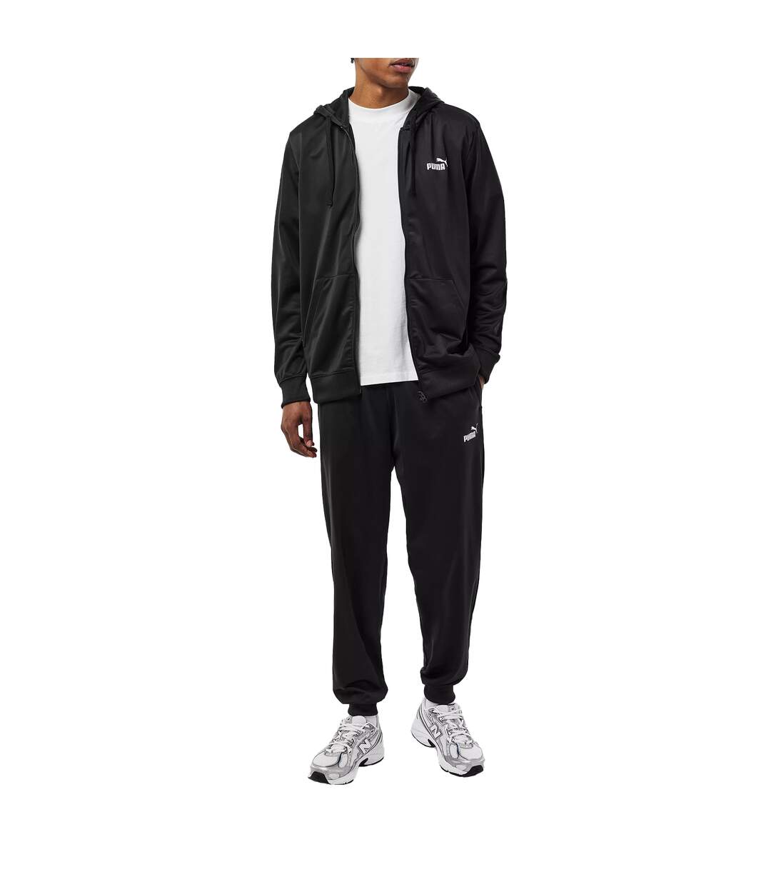 Mens Hooded Long-sleeved Tracksuit Set Black Puma-1