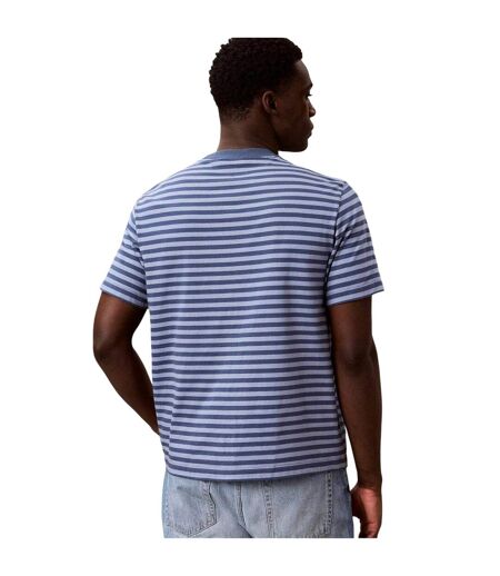 Mens Jeans Stripes Rib Knit T-shirt Dark Denim Calvin Klein