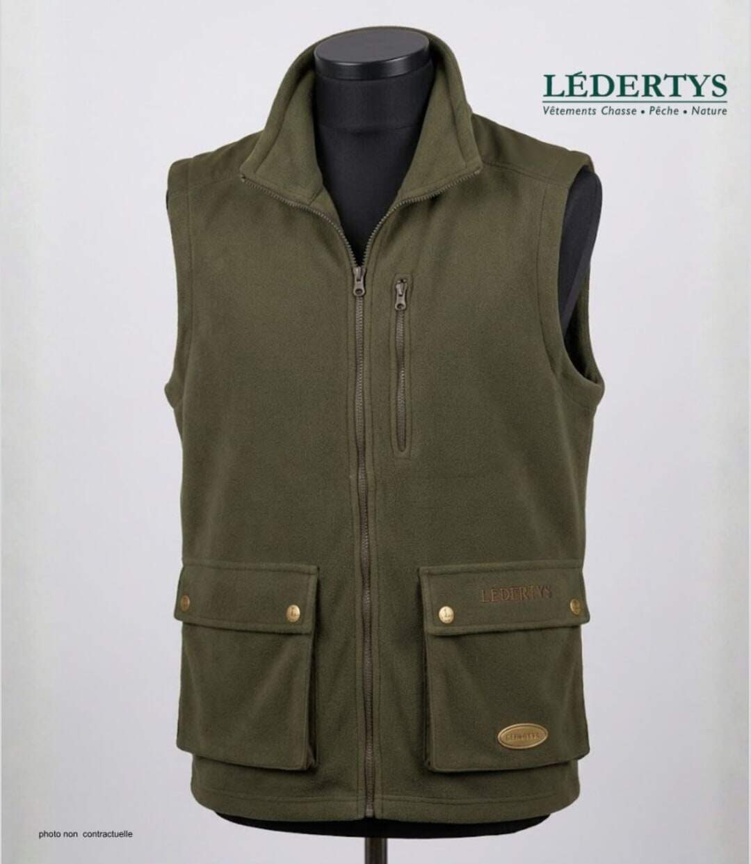 Gilet de chasse polaire LEDERTYS LY0304 Kaki – Chaleur, Robustesse et Liberté de Mouvement-3